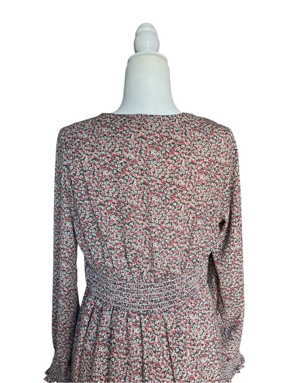 Le Lis Floral V-Neck Long Sleeve Mini Dress Fall Dress Size Large - Picture 4 of 9